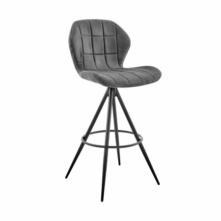 NEWALTHLETE 26 in. Catalina Counter Height Bar Stool in Charcoal Fabric & Black Finish NE1686383